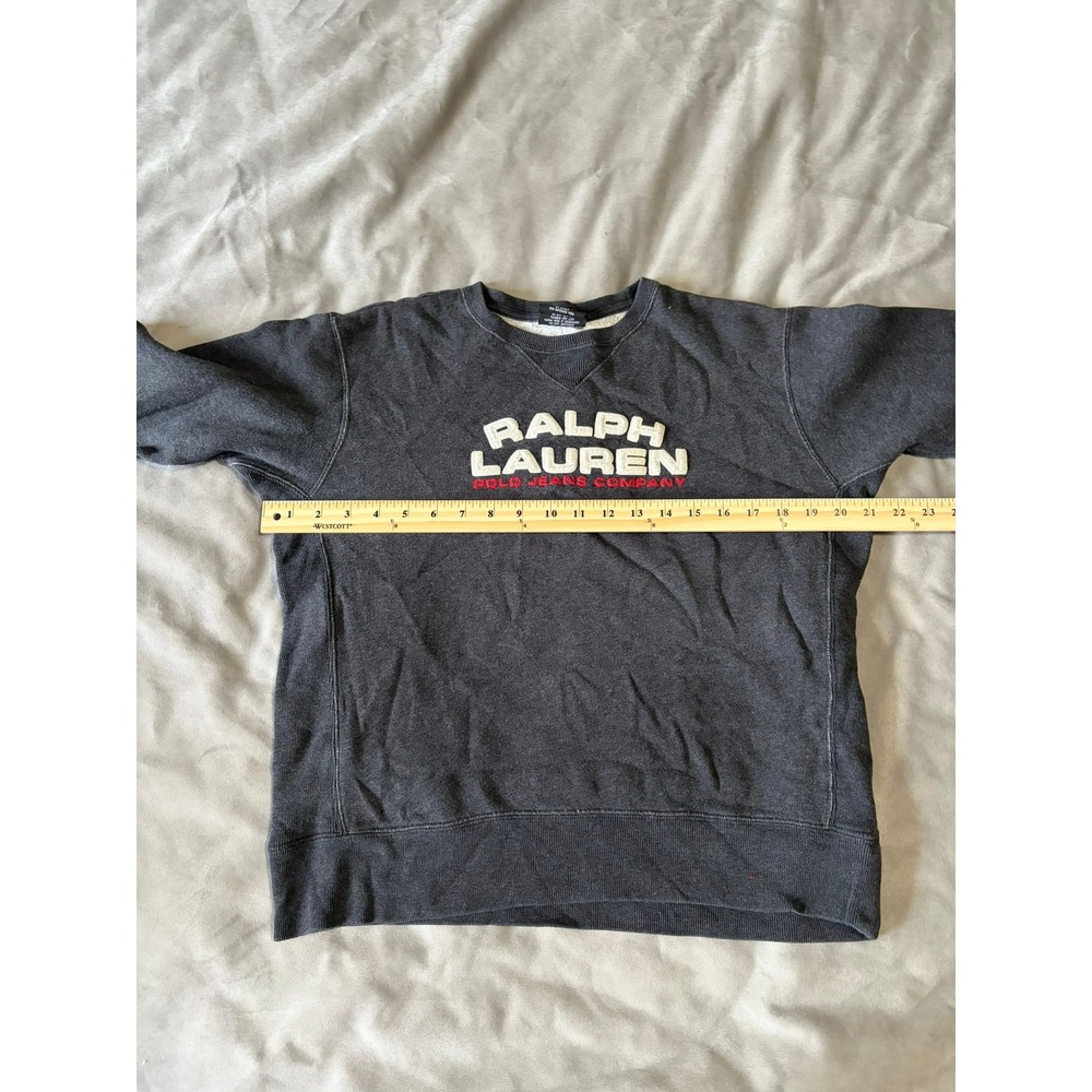 Ralph Lauren Polo Jeans Co Spellout Sweatshirt Grey Small Vintage Style Pullover - Picture 5 of 6